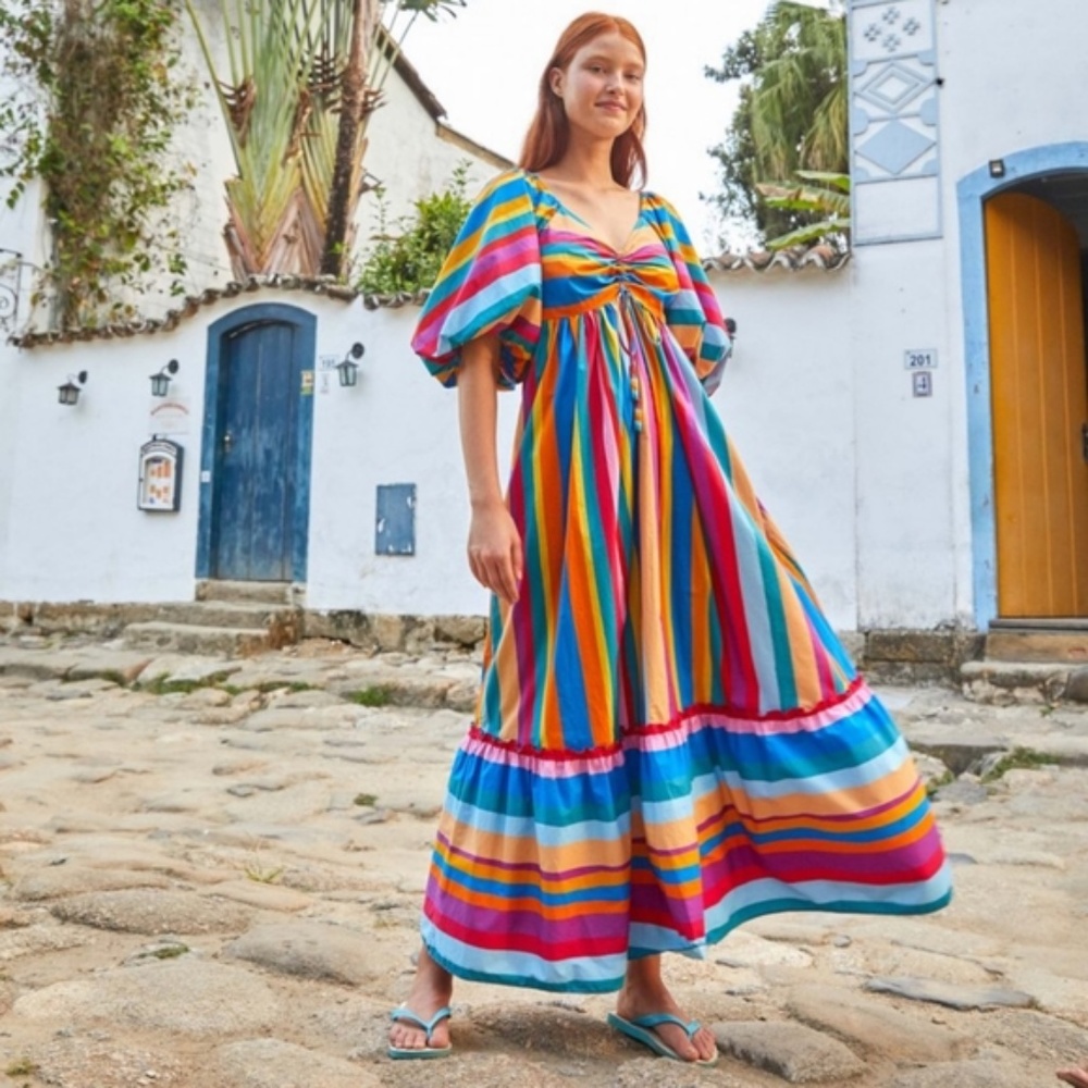 Anthropologie Multicolor Striped Maxi Dress